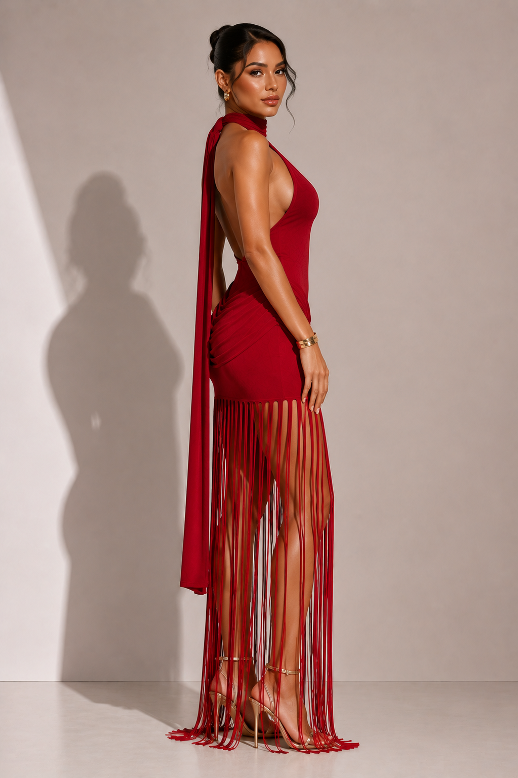 Robe dos nu à franges Riviera