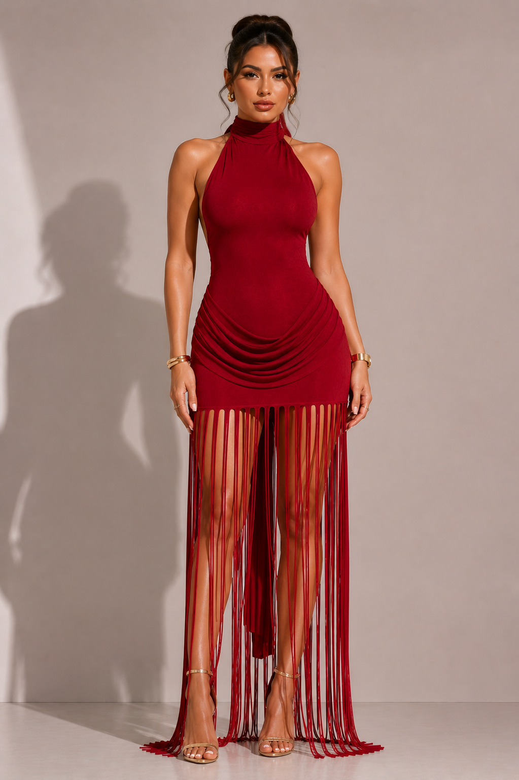 Robe dos nu à franges Riviera