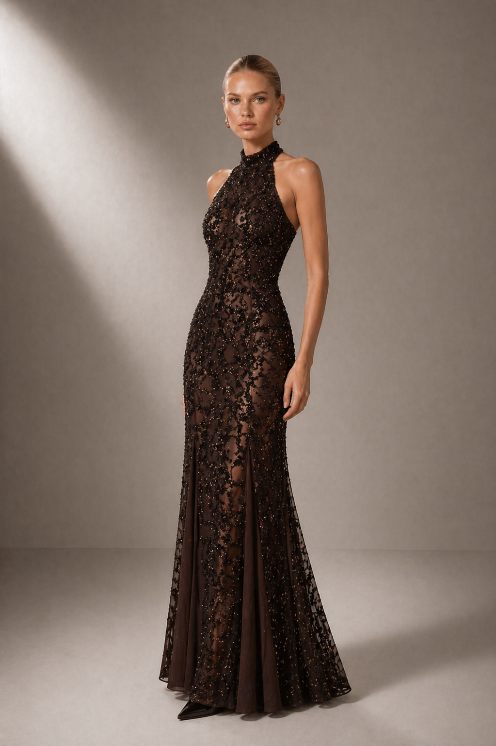 Calista-Paillettenkleid mit Neckholder