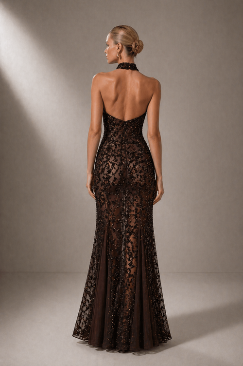 Robe dos nu à sequins Calista